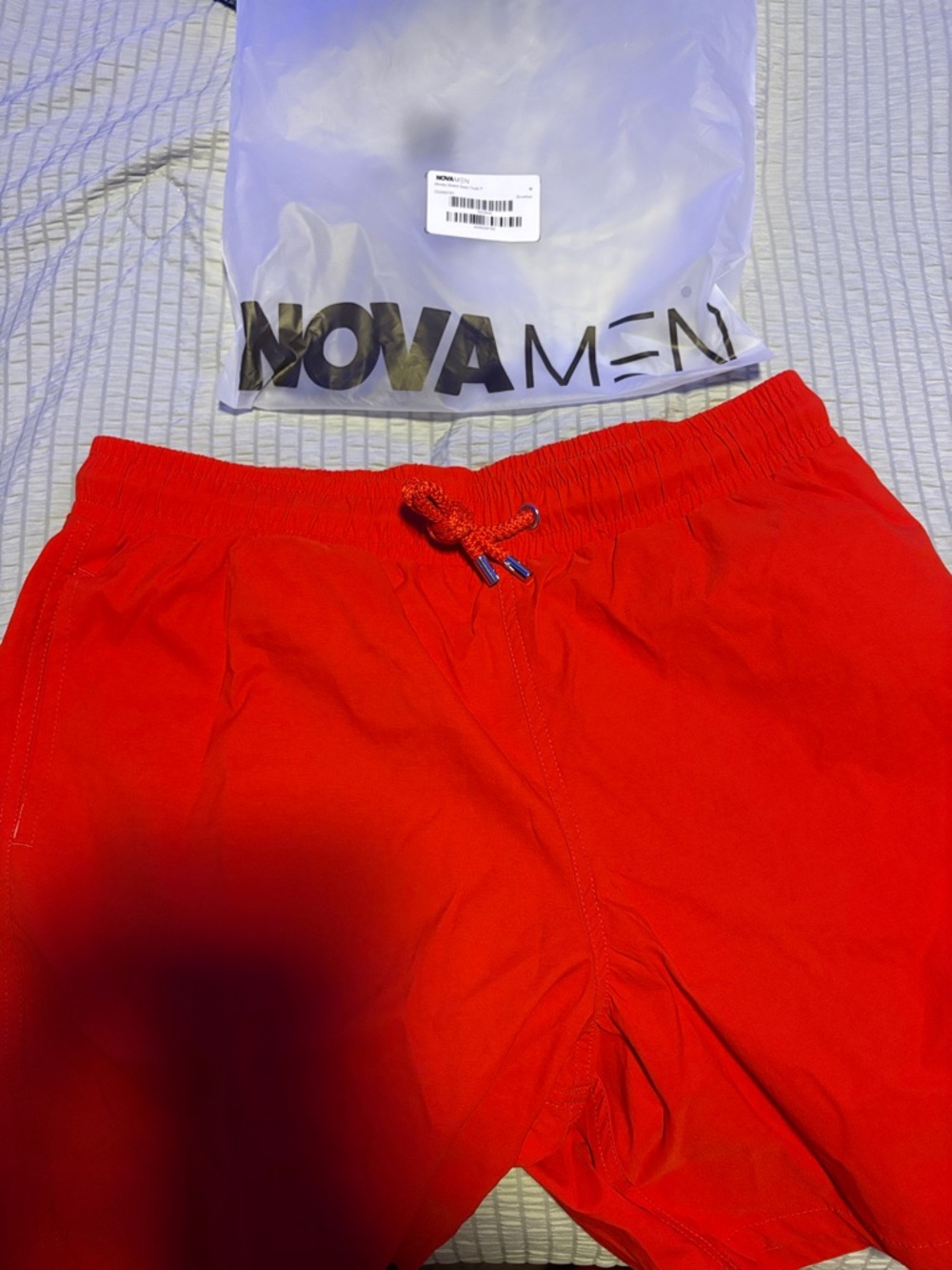 Fashion Nova Men Bright Red Swim Trunks with Drawstring